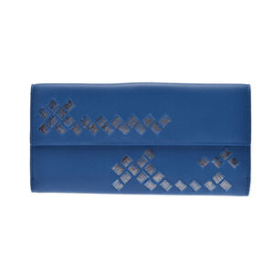 Bottega Veneta hook long wallet blue silver